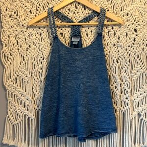 Mossimo Supply Co. Deep Blue Heathered Braided Strap Cotton Tank Top